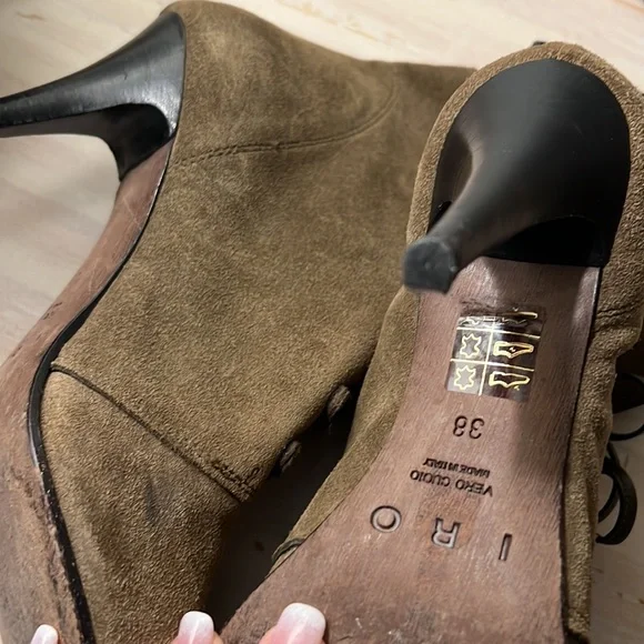 Genuine leather Suade lace up booties